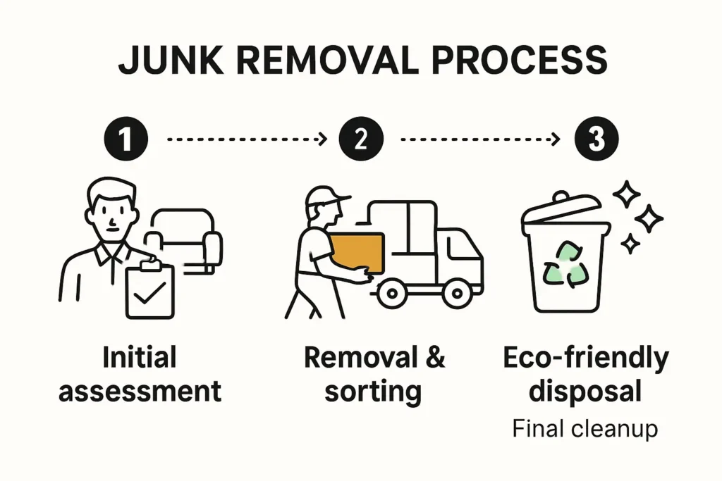 Infographic showing the junk removal process flow