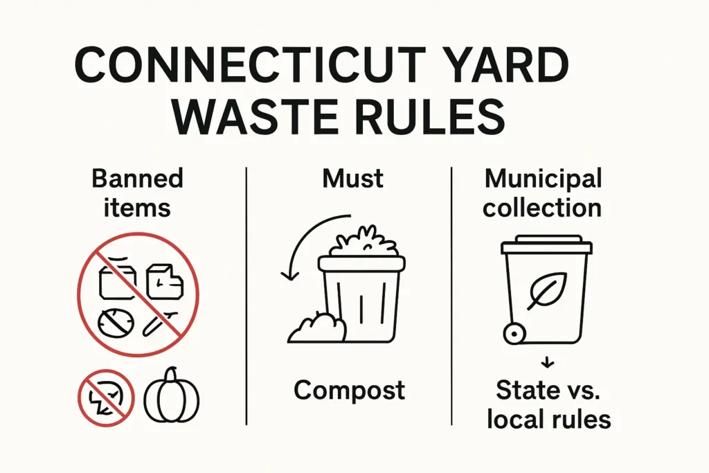 Connecticut yard waste rules and disposal infographic