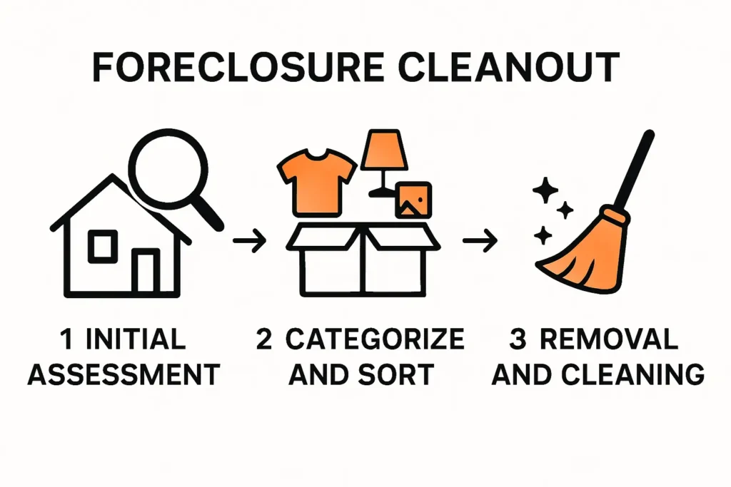 Foreclosure cleanout process step-by-step infographic