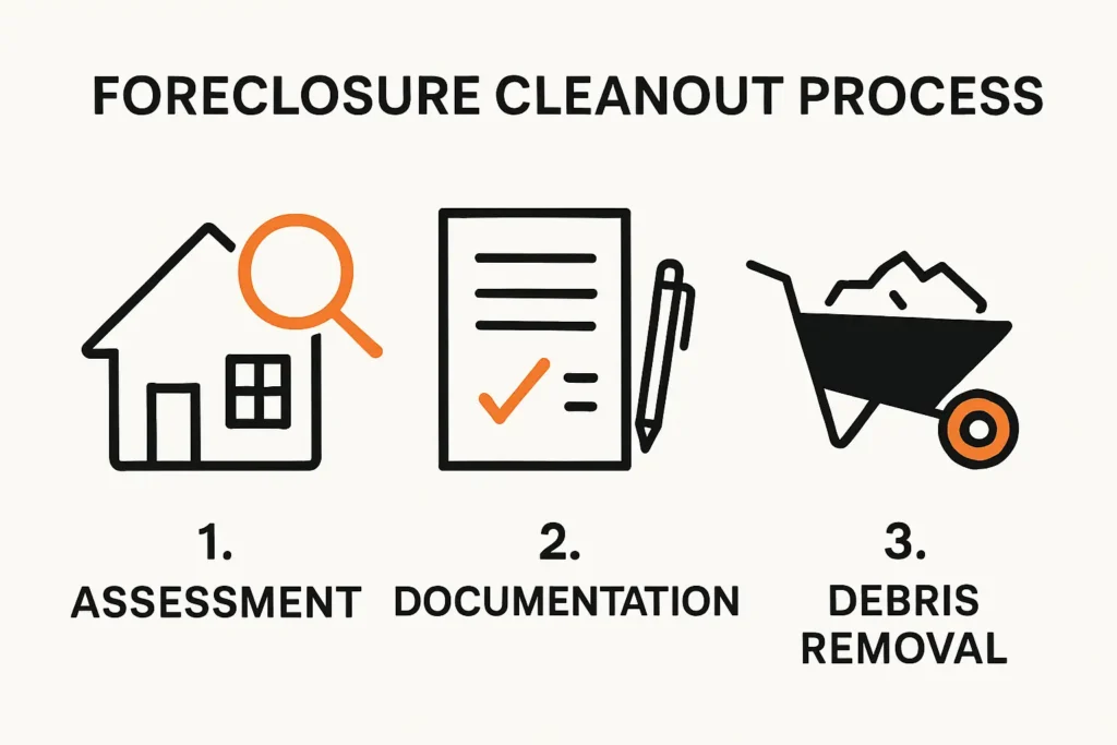 Foreclosure cleanout process visual steps summary infographic