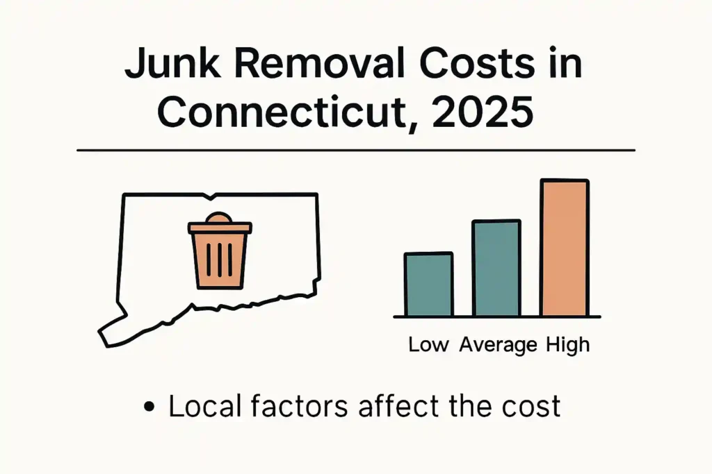 Infographic showing Connecticut junk removal cost comparisons 2025
