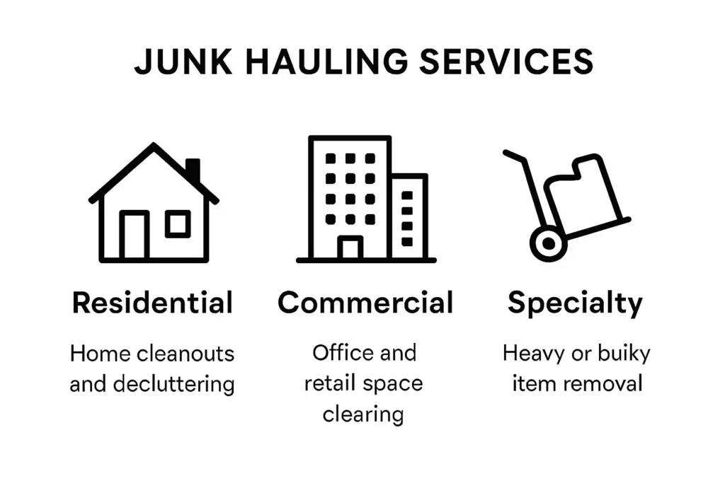 Infographic summarizing types of junk hauling services