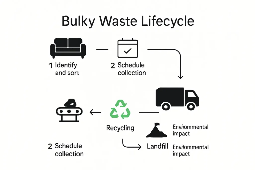 Bulky waste disposal process lifecycle illustration