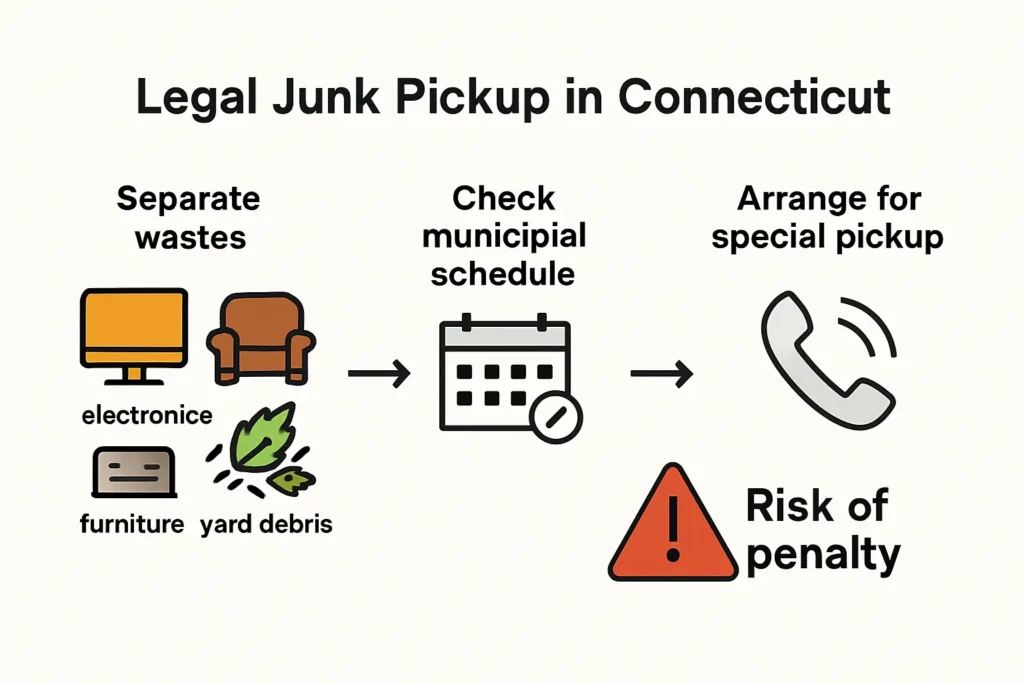 Infographic explaining junk pickup compliance in Connecticut