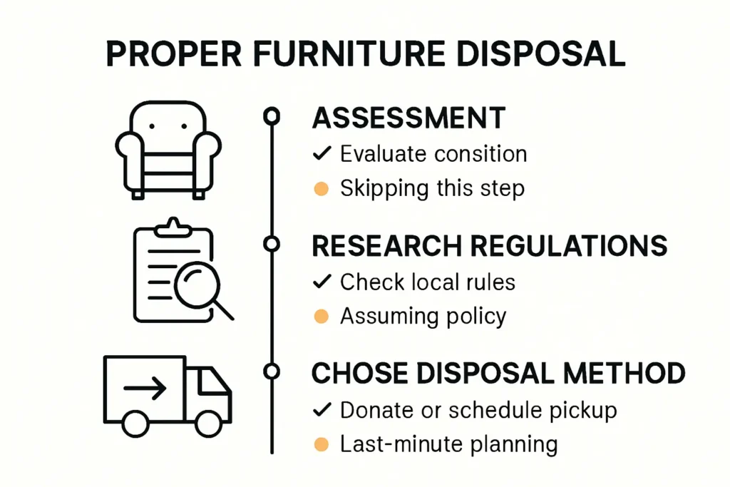 Infographic outlining step-by-step furniture disposal process