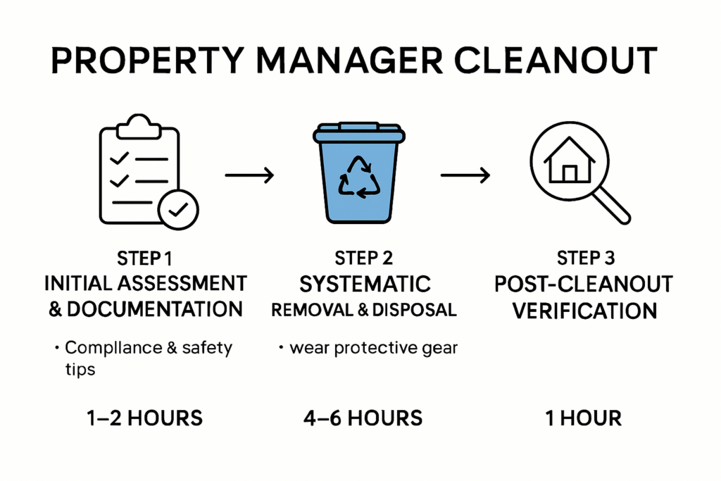 Infographic showing the property manager cleanout process