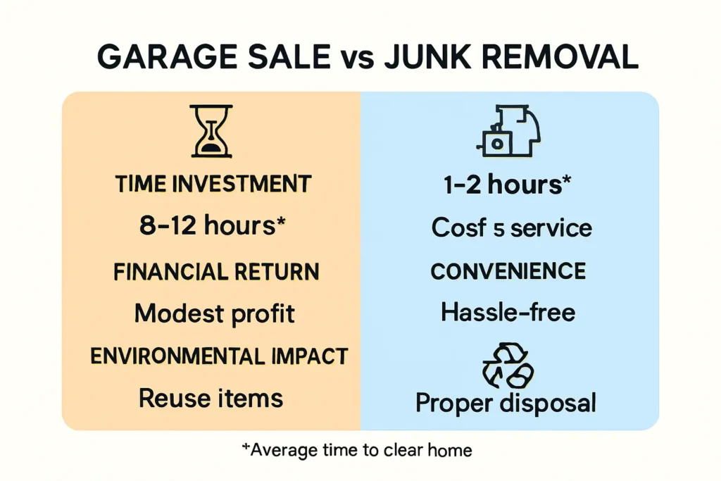 Visual comparison of garage sales and junk removal