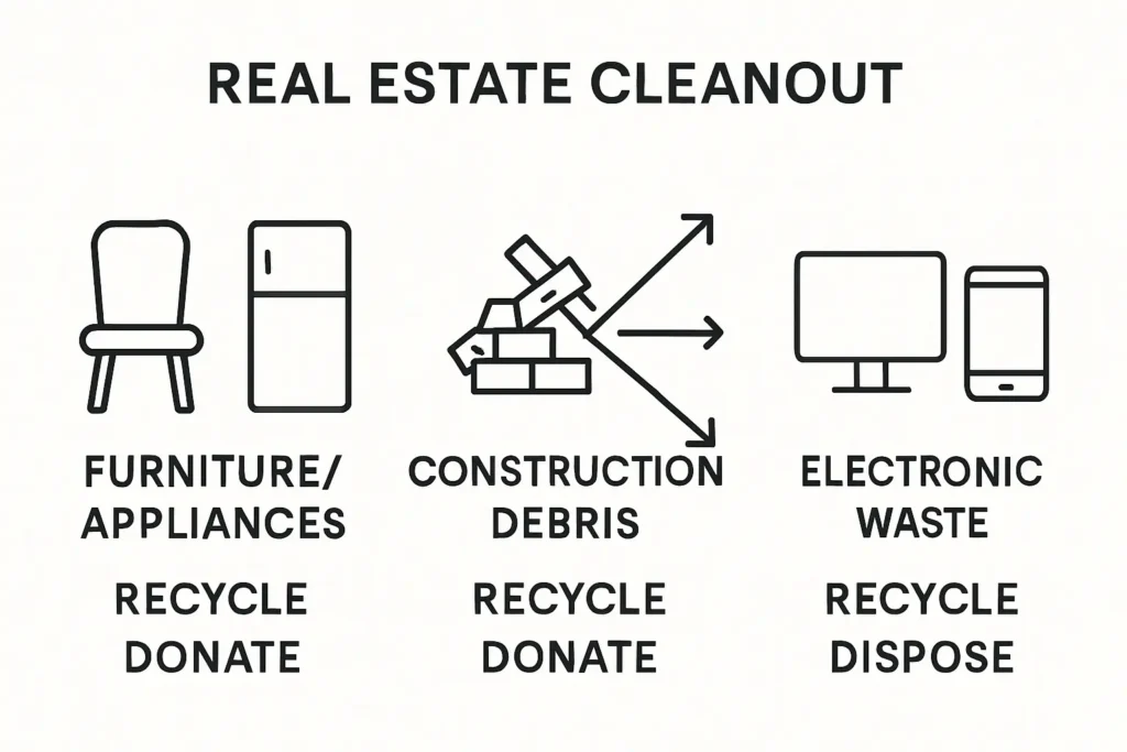 Infographic Categories of real estate cleanout materials and disposal methods