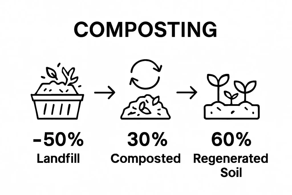 Infographic showing yard debris recycling process and environmental impact