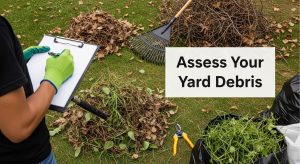 yard debris assessment, bagging tips, instruction