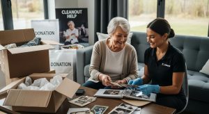 senior citizen cleanout help living room
