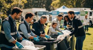 community junk collection, neighborhood cleanup, teamwork